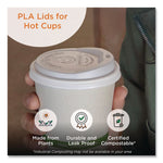 PLA Lids for Hot Cups, Fits 8 oz Hot Cups, Plastic, White, 1,000/Carton