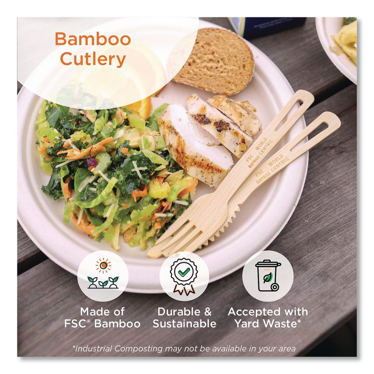 Bamboo Cutlery, Knife, Paper, Natural, 750/Carton
