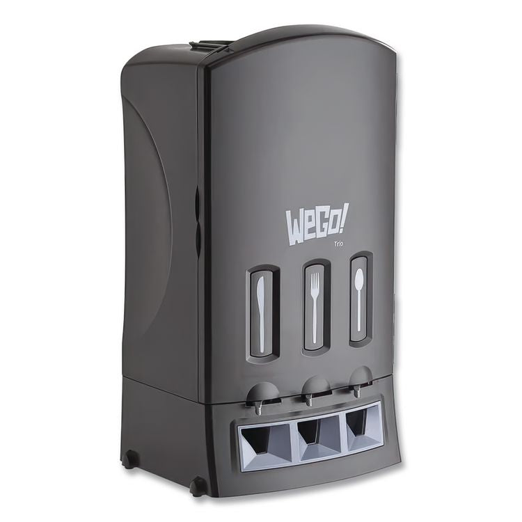 Trio Utensil Dispenser, Holds 100 Forks/100 Knives/100 Spoons, 13.39 x 15.75 x 23.62, Black
