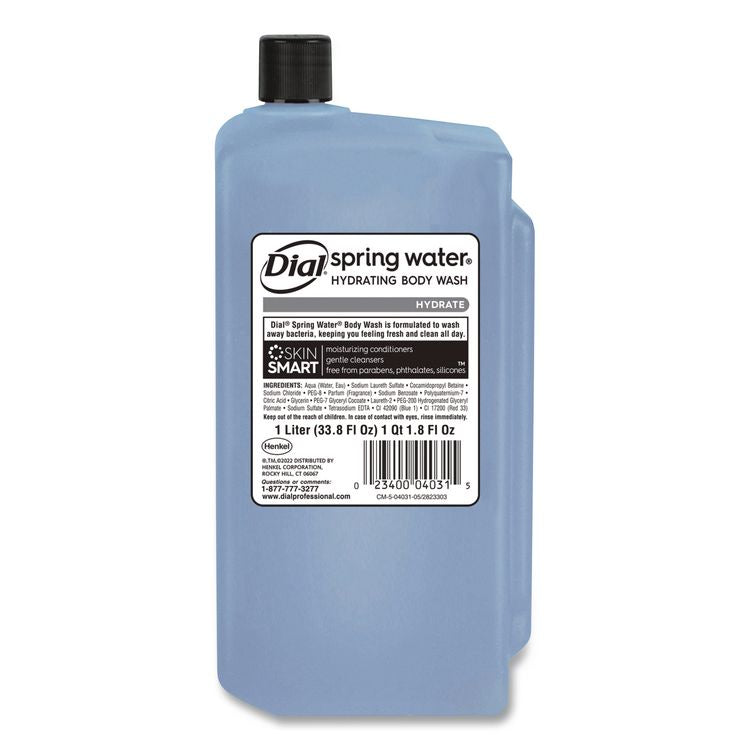 Body Wash Refill for 1 L Liquid Dispenser, Spring Water Scent, 1 L, 8/Carton