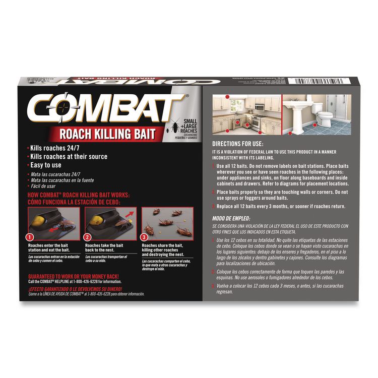 Roach Bait Insecticide, for Small and Large Roaches, 0.42 oz, 12 Bait Stations