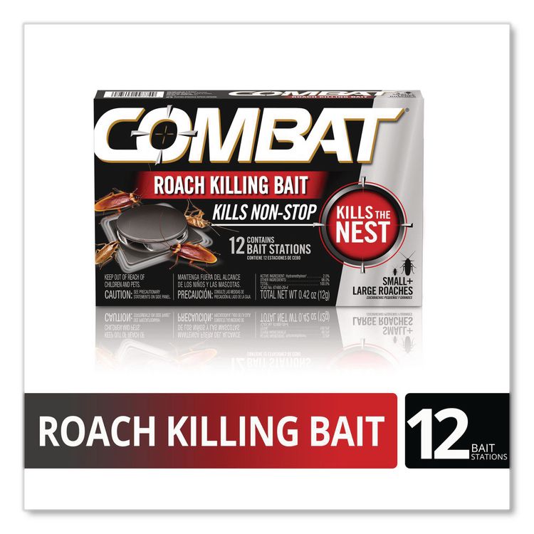Roach Bait Insecticide, for Small and Large Roaches, 0.42 oz, 12 Bait Stations