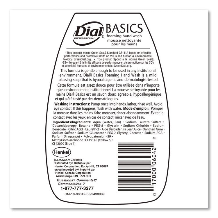 Basics Hypoallergenic Foaming Hand Wash, Honeysuckle Scent, 7.5 oz, 8/Carton