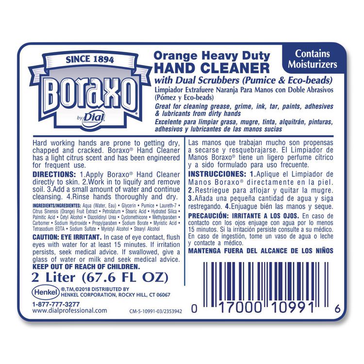 Orange Heavy Duty Hand Cleaner Refill, Citrus Scent, 2 L, 4/Carton