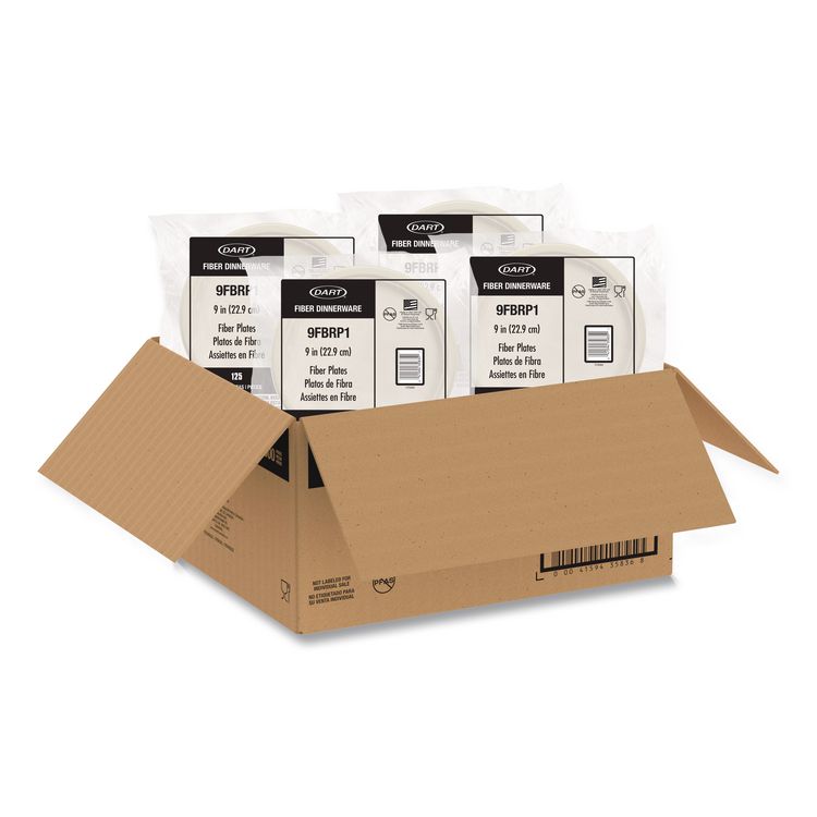 Compostable Molded Fiber Dinnerware, ProPlanet Seal, Plate, 9" dia, Natural, 500/Carton