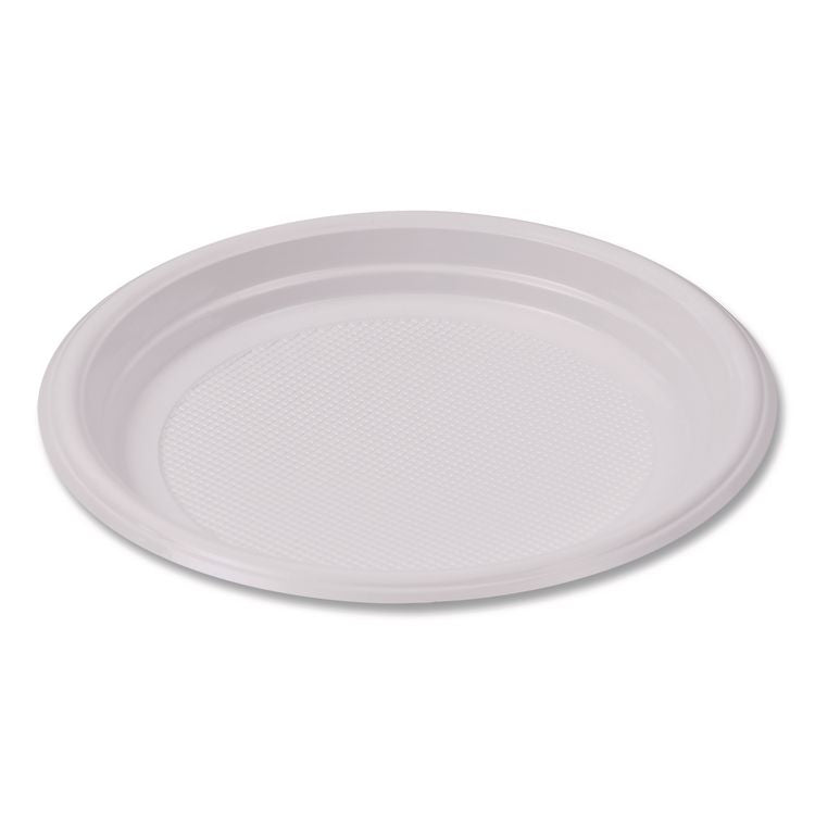 Hi-Impact Plastic Dinnerware, Plate, 6" Dia, White, 1,000/carton
