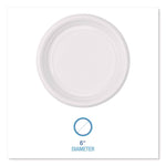 Hi-Impact Plastic Dinnerware, Plate, 6" Dia, White, 1,000/carton