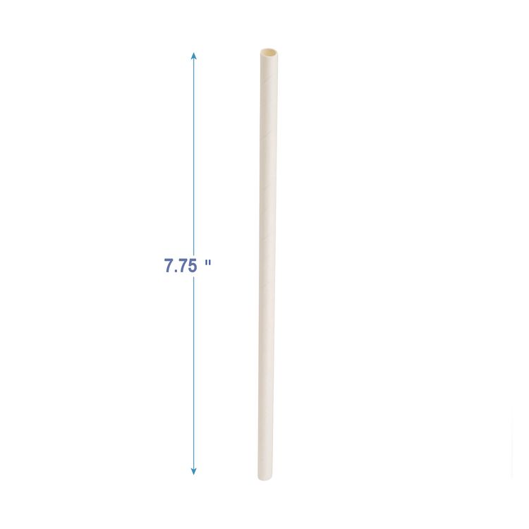 Unwrapped Paper Straws, 7.75" X 0.25" White, 4,800 Straws/carton