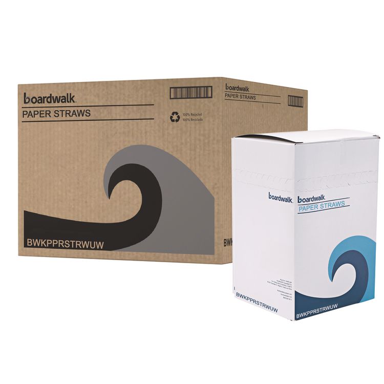 Unwrapped Paper Straws, 7.75" X 0.25" White, 4,800 Straws/carton