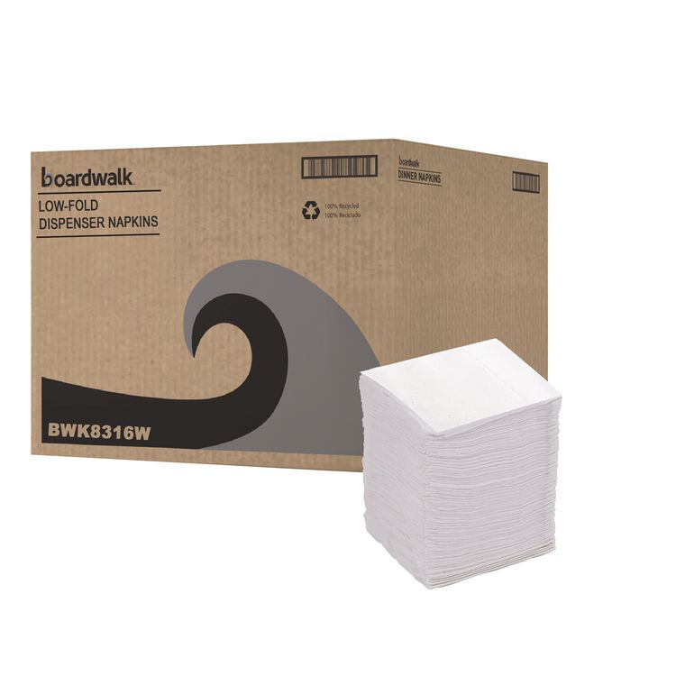Low-Fold Dispenser Napkins, 1-Ply, 7 x 12, White, 400/Pack, 20 Packs//Carton