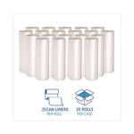 High-Density Can Liners, 30 gal, 8 mic, 30" x 36", Natural, Perforated Roll, 25 Bags/Roll, 20 Rolls/Carton