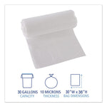 High-Density Can Liners, 30 gal, 10 mic, 30" x 36", Natural, Perforated Roll, 25 Bags/Roll, 20 Rolls/Carton