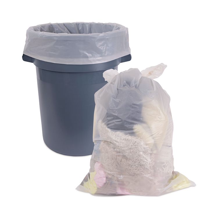 Industrial Drum Liners Rolls, 60 gal, 2.5 mil, 38" x 65", Clear, 50/Carton