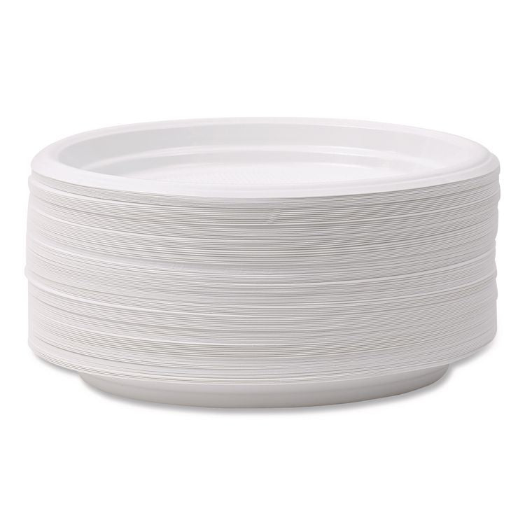 Hi-Impact Plastic Dinnerware, Plate, 6" Dia, White, 1,000/carton