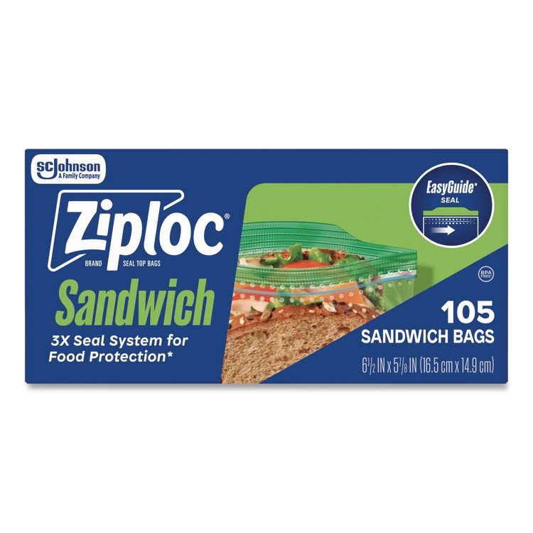 Resealable Sandwich Bags, 6.5" x 5.88", Clear, 90/Pack