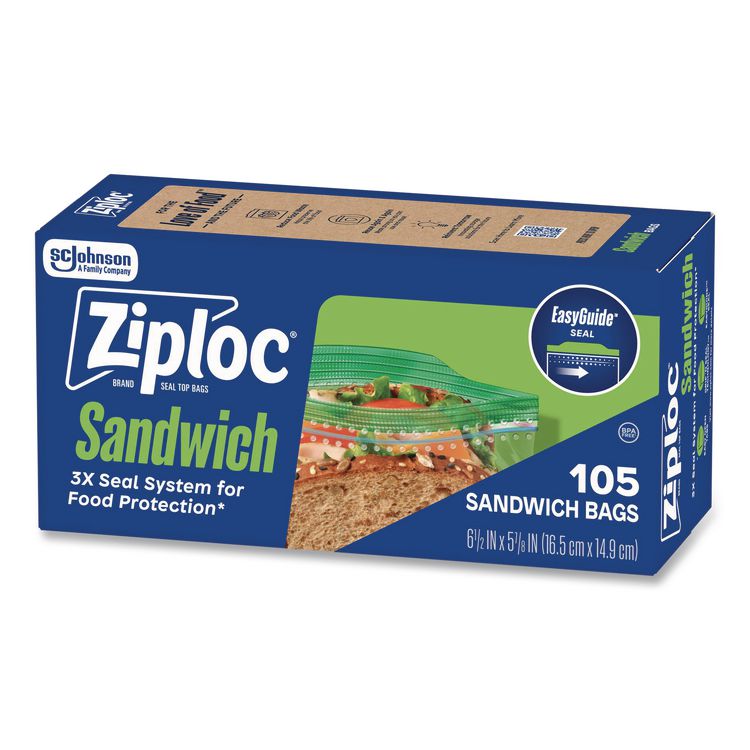 Resealable Sandwich Bags, 6.5" x 5.88", Clear, 90/Pack
