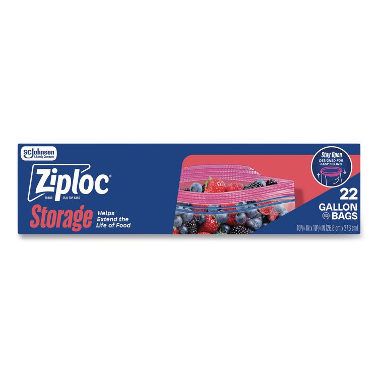 Double Zipper Storage Bags, Triple System Seal, Gallon, 9.6" x 12.1", Clear, 22 Bags/Box, 12 Boxes/Carton