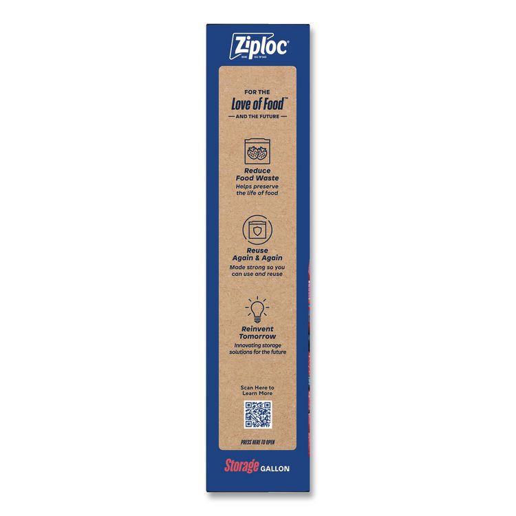 Double Zipper Storage Bags, Triple System Seal, Gallon, 9.6" x 12.1", Clear, 22 Bags/Box, 12 Boxes/Carton
