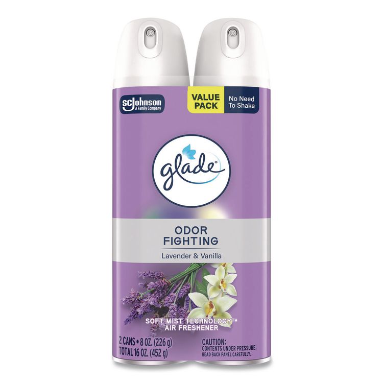 Air Freshener, Lavender and Vanilla, Scent, 8.3 oz Aerosol Spray, 2/Pack, 3 Packs/Carton