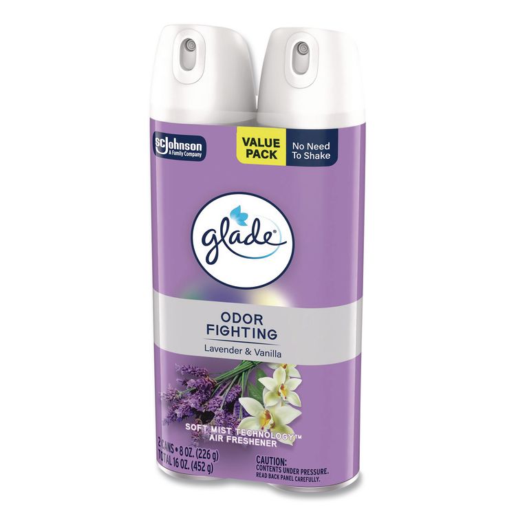 Air Freshener, Lavender and Vanilla, Scent, 8.3 oz Aerosol Spray, 2/Pack, 3 Packs/Carton