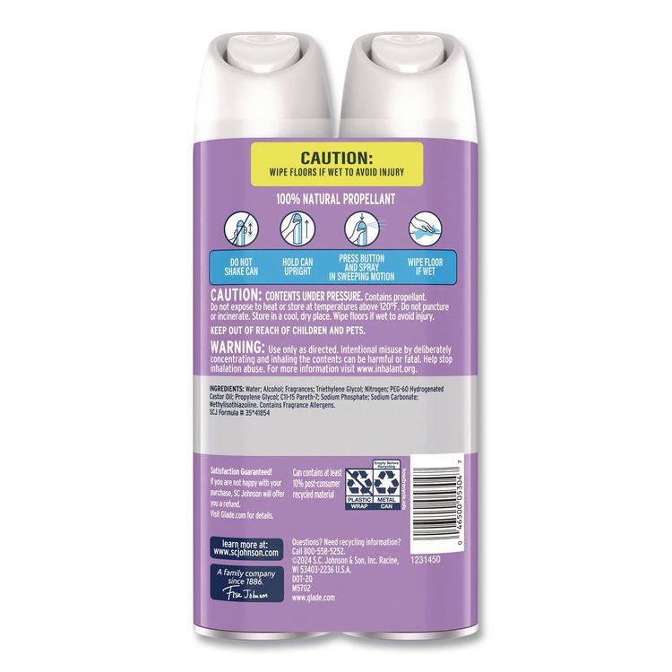 Air Freshener, Lavender and Vanilla, Scent, 8.3 oz Aerosol Spray, 2/Pack, 3 Packs/Carton