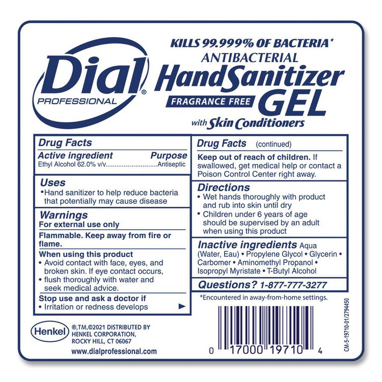 Antibacterial Foaming Hand Sanitizer Refill For Dial 1700 V Dispenser, Fragrance-Free, 1.2 L, 3/carton
