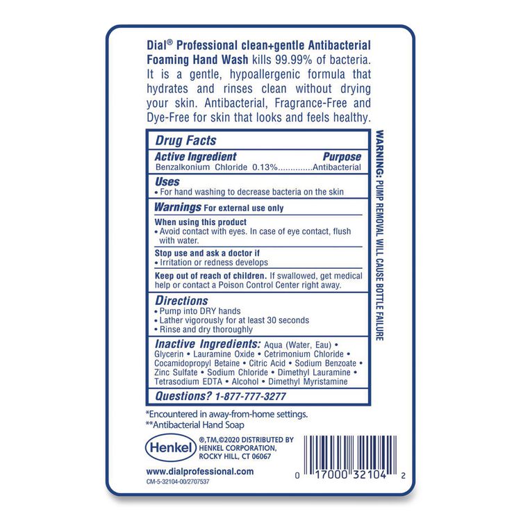 Clean+Gentle Antibacterial Foaming Hand Wash Refill for FIT Touch Free Dispenser, Fragrance-Free, 1 L, 3/Carton