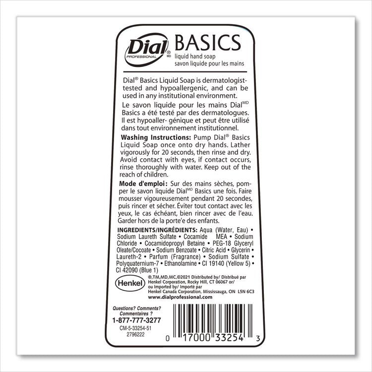 Basics MP Free Liquid Hand Soap, Unscented, 7.5 oz, 12/Carton