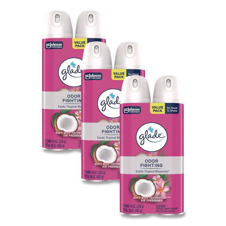 Air Freshener, Tropical Blossoms Scent, 8.3 oz, 2/Pack, 3 Packs/Carton