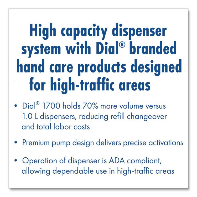 Dial 1700 Manual Dispenser, 1.7 L, 12.66 X 7.07 X 3.95, Pearl, 3/carton