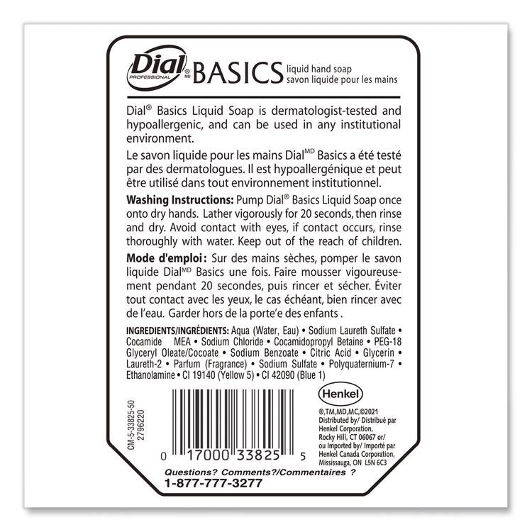Basics MP Free Liquid Hand Soap Refill for Versa Dispenser, Unscented, 15 oz, 6/Carton