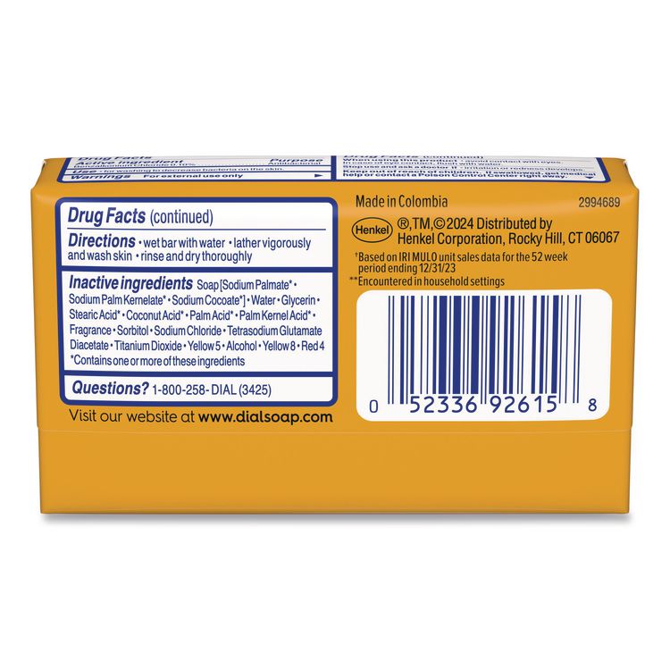 Deodorant Bar Soap, Iconic Dial Gold Fragrance, 4 oz, 36/Carton