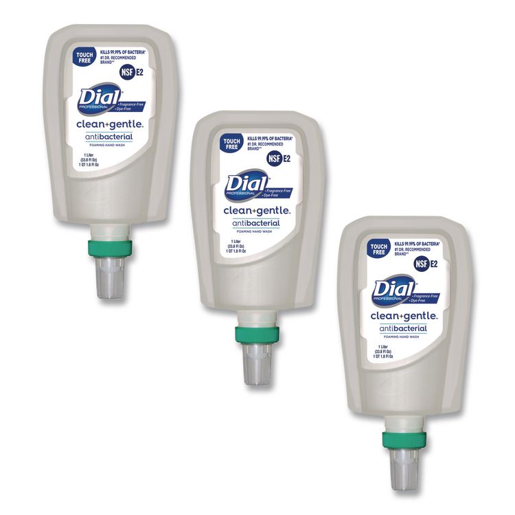 Clean+Gentle Antibacterial Foaming Hand Wash Refill for FIT Touch Free Dispenser, Fragrance-Free, 1 L, 3/Carton