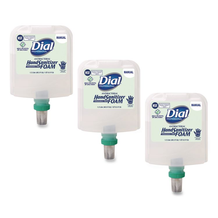 Antibacterial Foaming Hand Sanitizer Refill For Dial 1700 Dispenser, 1.2 L Refill, Fragrance-Free, 3/carton