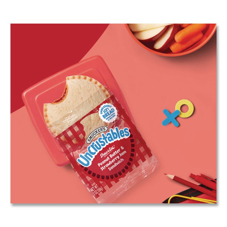 UNCRUSTABLES Peanut Butter and Grape Jelly/Peanut Butter and Strawberry Jam, 2 oz, 10 Sandwiches/Pack, 2 Packs/Carton