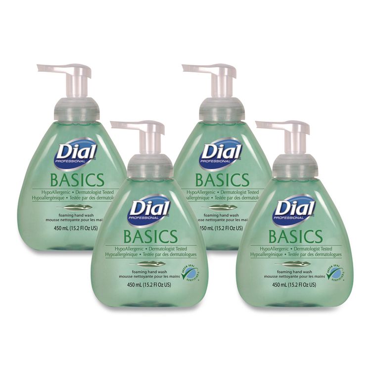 Basics Hypoallergenic Foaming Hand Wash, Honeysuckle Scent, 15.2 oz, 4/Carton
