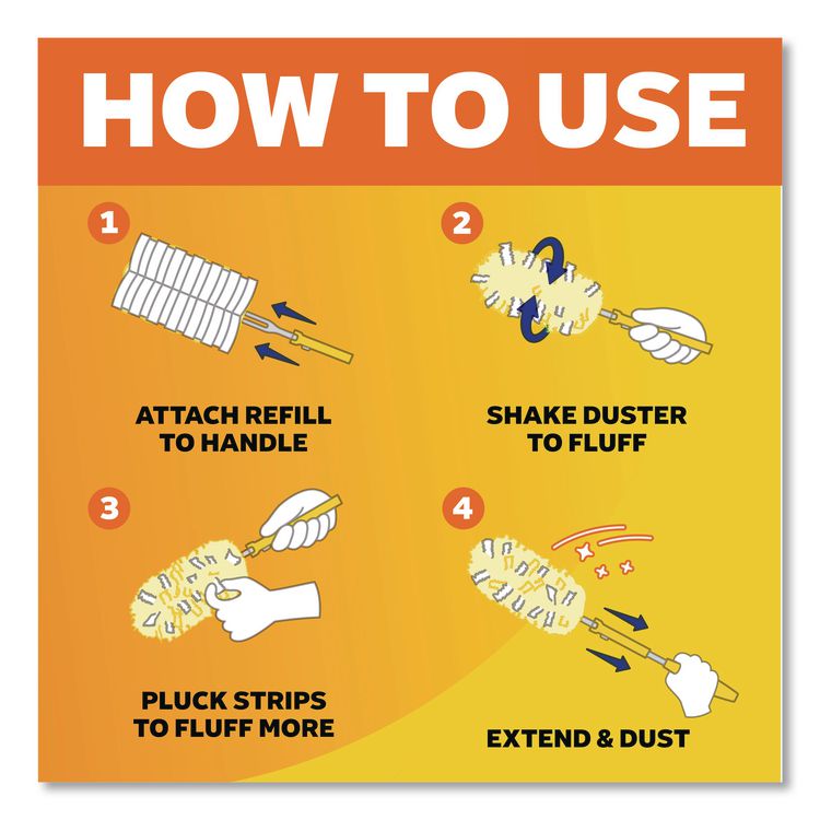 Heavy Duty Dusters Starter Kit, Handle Extends To 3 Ft, 1 Handle With 12 Duster Refills