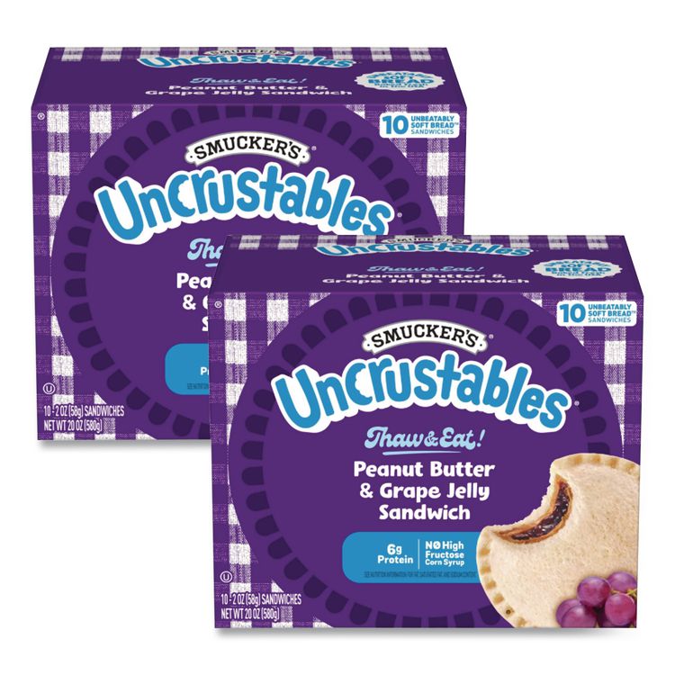 UNCRUSTABLES Peanut Butter and Grape Jelly, 2 oz, 10/Box, 2 Boxes/Carton