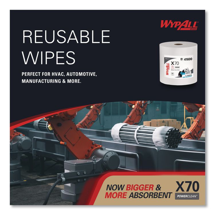 X70 Cloths, Jumbo Roll, Perf., 12.4 x 12.2, White, 870 Towels/Roll