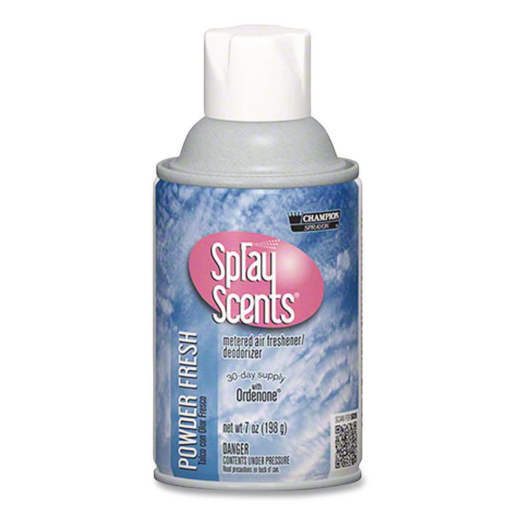 Champion Sprayon SPRAYScents Metered Air Freshener Refill, Powder Fresh, 7 oz Aerosol Spray, 12/Carton