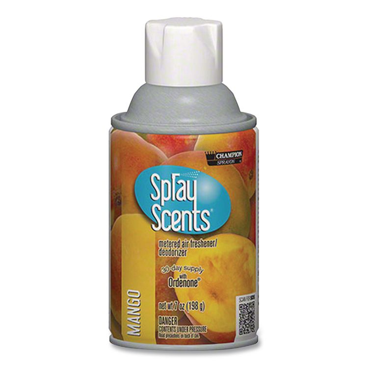 Champion Sprayon SPRAYScents Metered Air Freshener Refill, Mango, 7 oz Aerosol Spray, 12/Carton