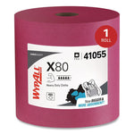 Power Clean X80 Heavy Duty Cloths, Jumbo Roll, 12.4 x 12.2, Red, 475 Wipers/Roll