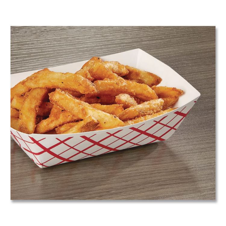 Paper Food Baskets, 1 lb Capacity, Red/White, Paper, 1,000/Carton