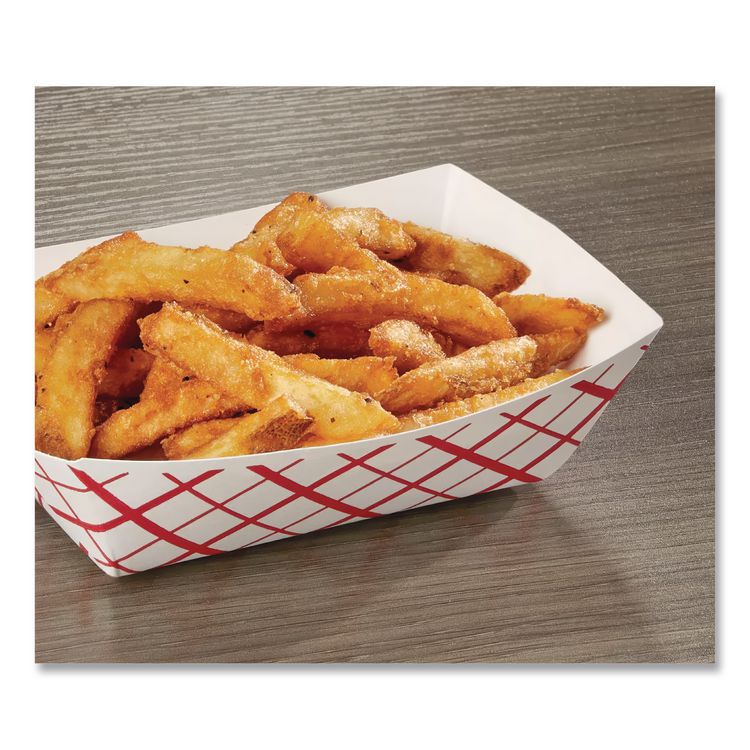 Paper Food Baskets, 3 lb Capacity, 7.2 x 4.95 x 1.94, Red/White, Paper, 500/Carton
