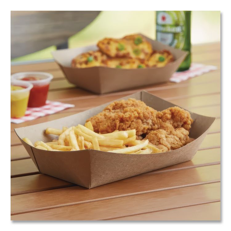 Eco Food Trays, 2 lb Capacity, Brown, Paper, 1,000/Carton