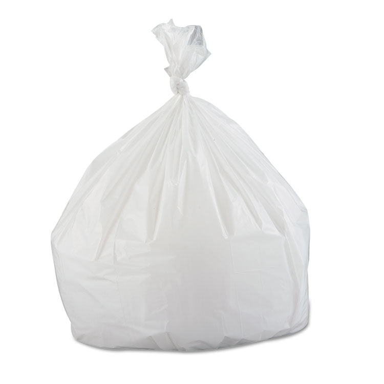 Low-Density Commercial Can Liners, 33 gal, 0.8 mil, 33" x 39", White, Interleaved Roll, 25 Bags/Roll, 6 Rolls/Carton