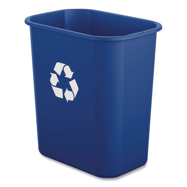 Deskside Recycling Bin, 3 gal, Polypropylene, Blue