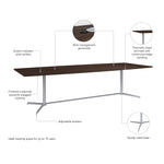 Bush Business Furniture 120W x 48D Boat Shaped Conference Table with Metal Base, Black Walnut (99TBM120BWSVK)