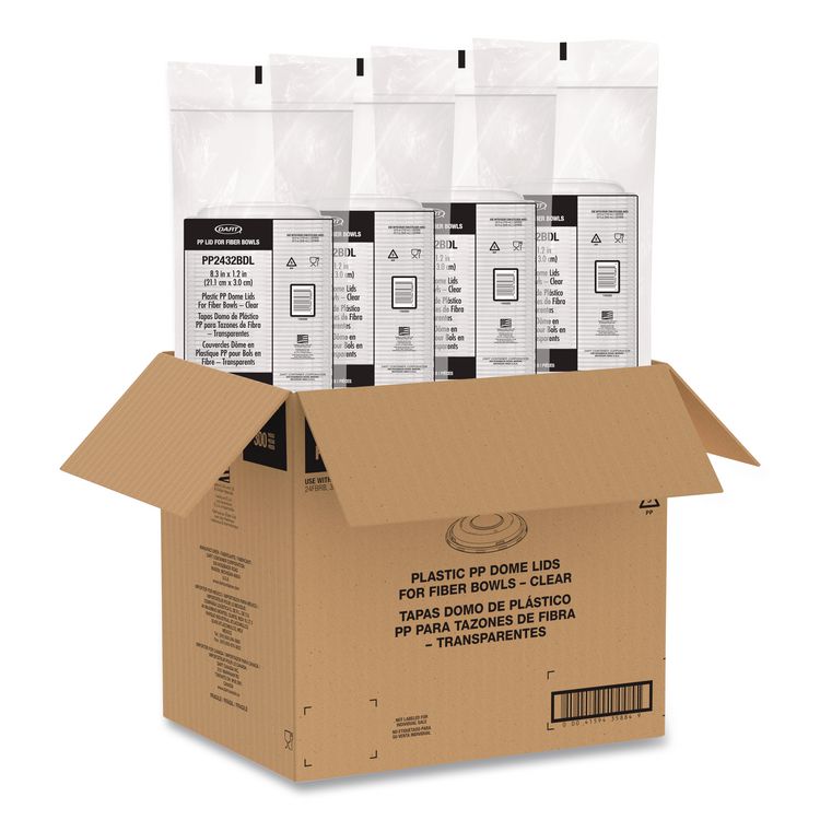 Dome Covers and Lids, For 24 oz to 32 oz Containers, 8.28" Diameter x 1.16"h, Clear, 300/Carton