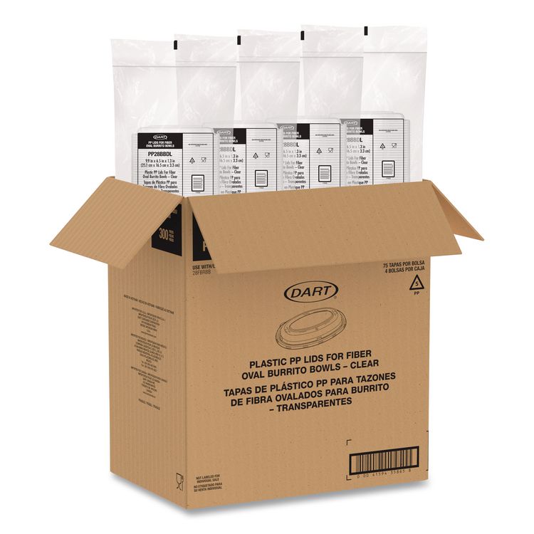 Dome Covers and Lids, For 28 oz Container, 6.75 x 9.5 x 1.83, Clear, 300/Carton